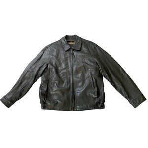 Andrew Marc Mens Black Leather Jacket Thermolite Plus Quilted Lining Large